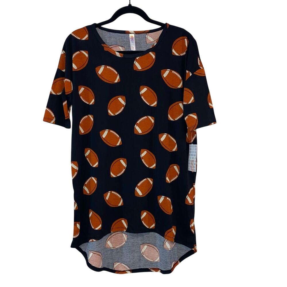 NWT Lularoe Irma XS Football Print Tunic High Low‎ Buttery Soft